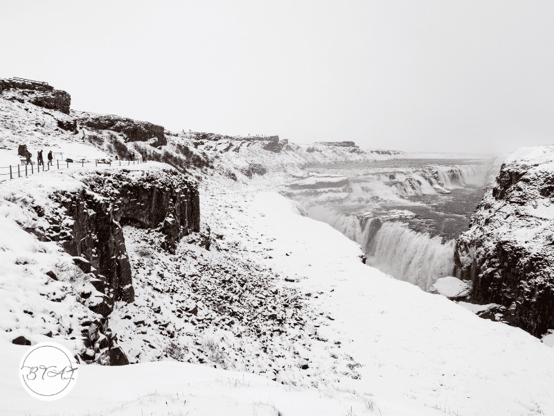 Gulfoss waterfall winter